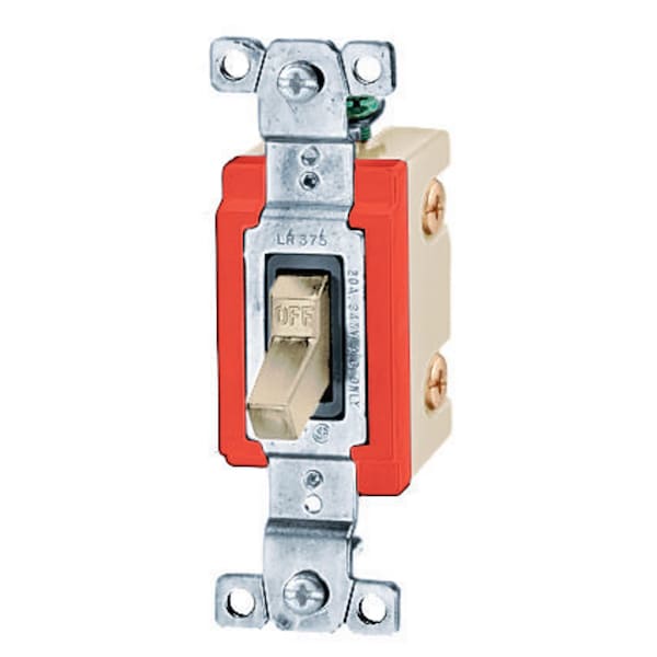 Switches and Lighting Controls, Industrial Grade, Toggle Switches, General Purpose AC, Single Pole, 20A 347V AC, Terminal Screws, Ivory